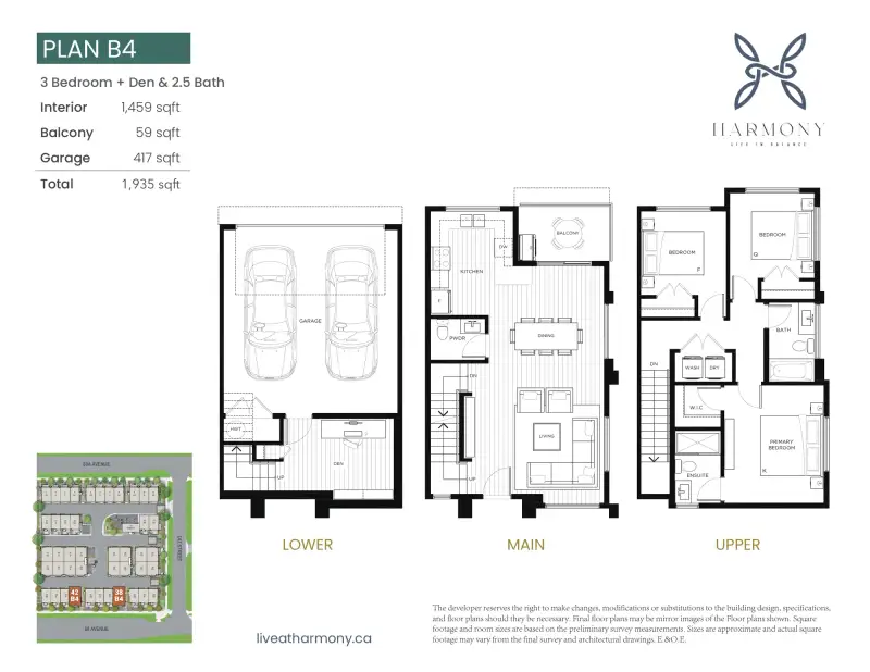 Harmony Harmony Townhomes Surrey Floorplans floor plan
